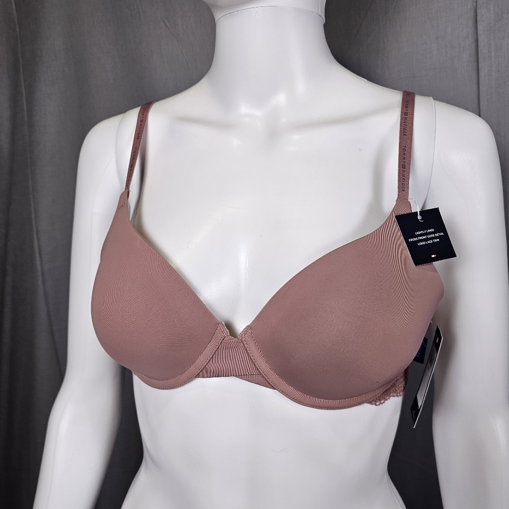 Tommy Hilfiger Lace‎ Trimmed Micro T-shirt Bra, Size 34B
